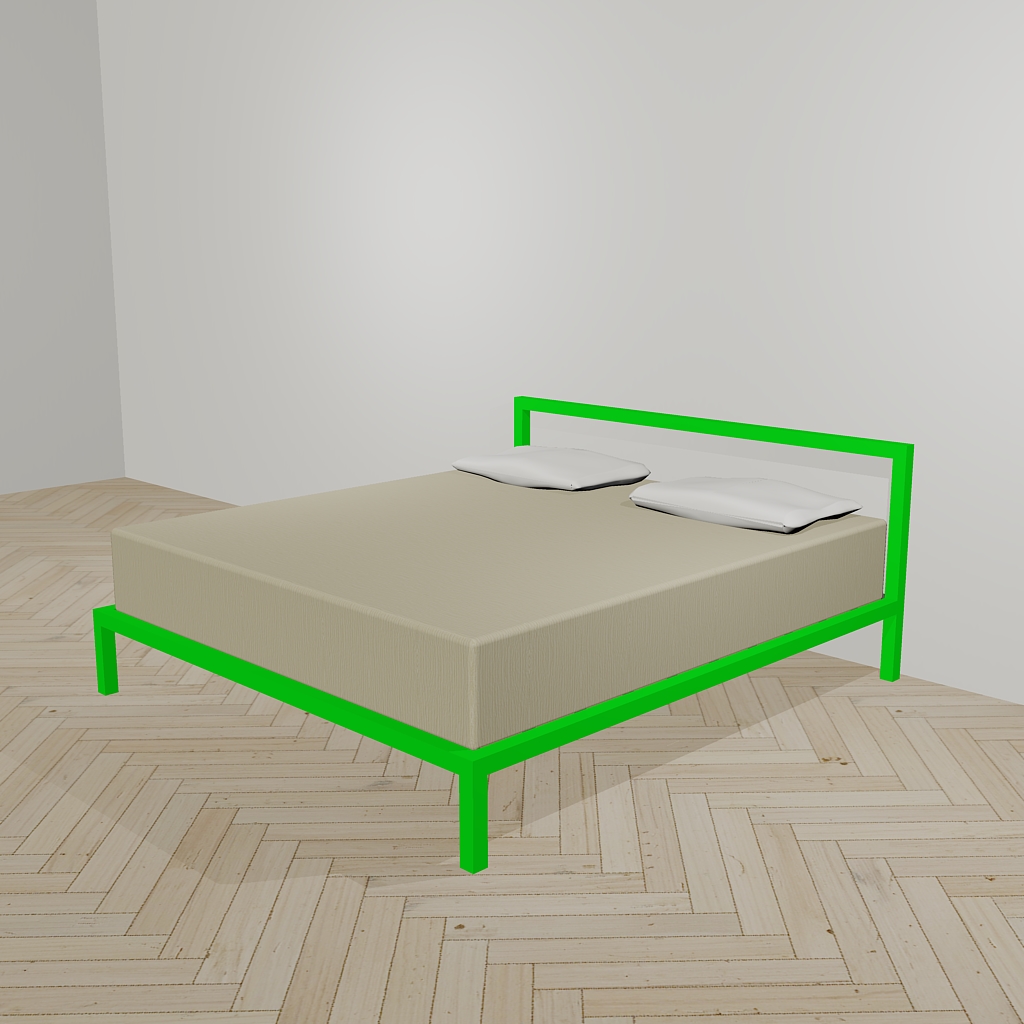 Cama minimalista en color verde